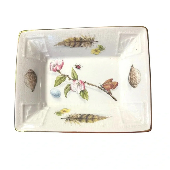 Aynsley Little Switzerland Porcelain Trinket Dish Botanical Feather Ladybug - Picture 1 of 9